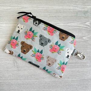Minibolso con cremallera para pitbull con diseño floral, bolso para pitbull con diseño floral, bolso para pitbull, bolso para pitbull, regalo para pitbull, bolso para pitbull con diseño floral, cartera para pitbull, bolso para pitbull