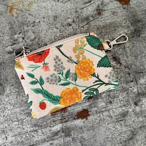 Rifle Paper Co. Canvas, Camont Collection, Poppy Fields Natural, Mini Zipper Pouch, Floral Wallet, Rifle Paper Canvas Pouch, Coin Purse