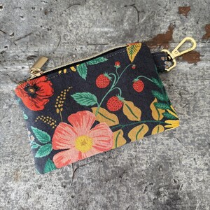 Rifle Paper Co. Canvas Pouch, Black Camont Collection, Poppy Fields, Mini Zipper Pouch, Floral Wallet, Rifle Paper Canvas Pouch, Coin Purse