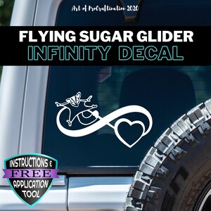 Sugar Glider Gliders Flying Love Infinity Heart Decal Window Bumper Sticker Car Sugar Glider Gliders Flying Love Infinity Heart Decal Window Bumper Sticker Car