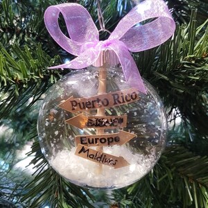 Snowy Signpost Road Trip Adventure Christmas Ornament, Travel, Wanderlust, Adventure, Vacation, Family Gift, Custom Sign Post Ornament image 3