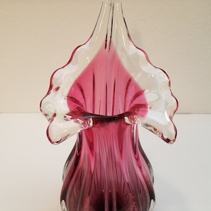 Chribska Bohemian Red Art Glass Vase Mid-Century Modern by Josef Hospodka