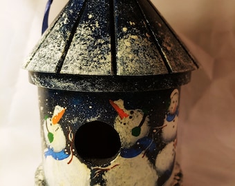 Handcrafted Ceramic Bird House Winter Scene