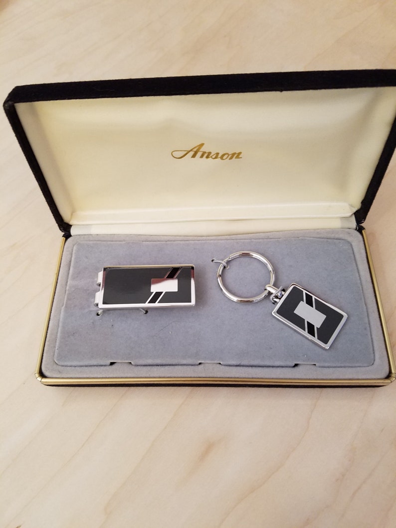 Retro Anson Tie Clip and Key Ring Never Worn Complete with Box