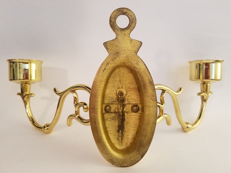 Vintage Polished Brass Candle Sconce Etsy