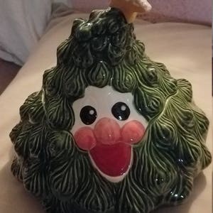 Happy Christmas Tree Ceramic Cookie Jar - Handcrafted