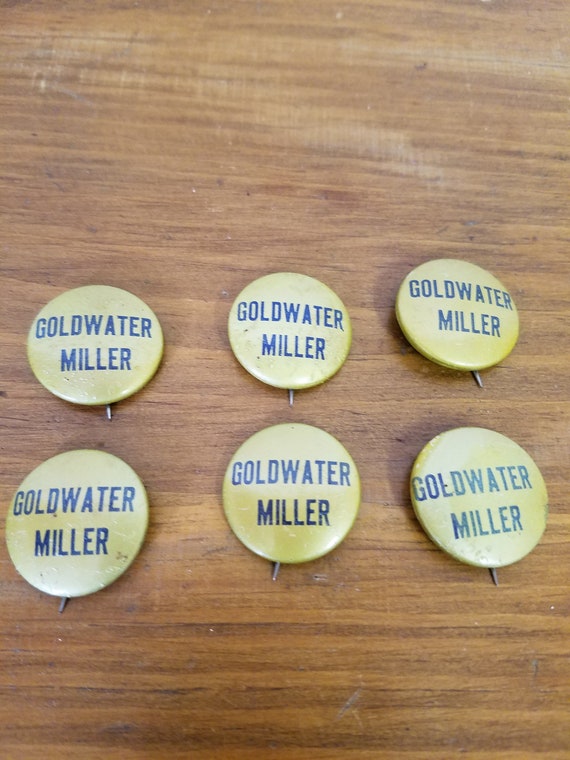 Goldwater Miller 1964 Gold with Black Lapel Pins -