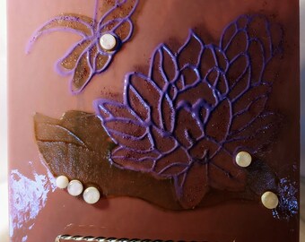 Hand Crafted Fused Glass Art - Dragonfly Hovering Over the Lily Pad