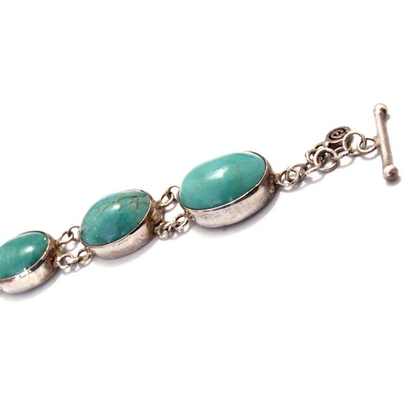 Bracelet argent et pierres en turquoise