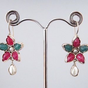 Silver earrings and Rubellite stones