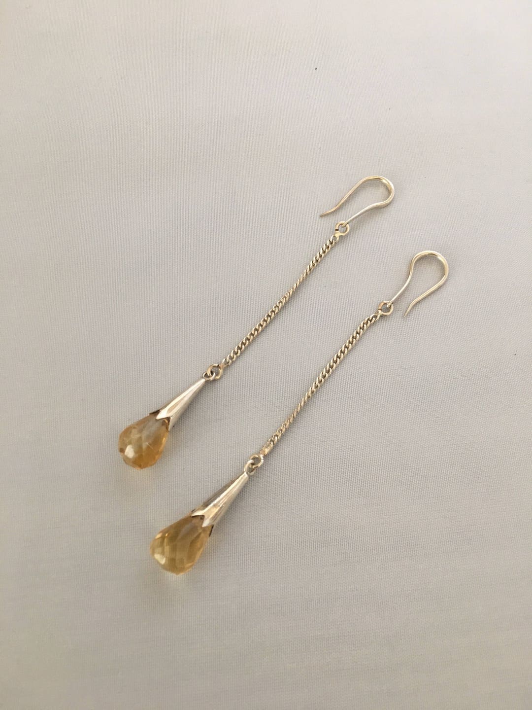 Silver and Citrine Earrings - Etsy
