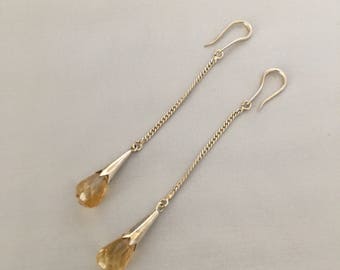 Boucles  d'oreilles en argent  et  citrine