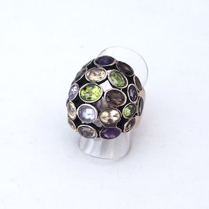 925 silver ring and multi stones image 1