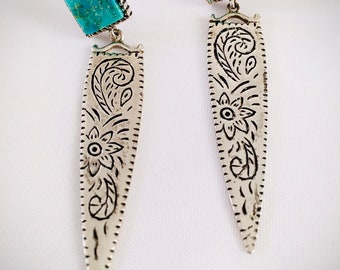 Boucles d’oreilles en argent et turquoise