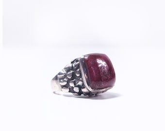 Bague argent ethnique et rubellite