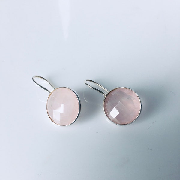 Boucles d’oreilles en argent 925 et quartz rose