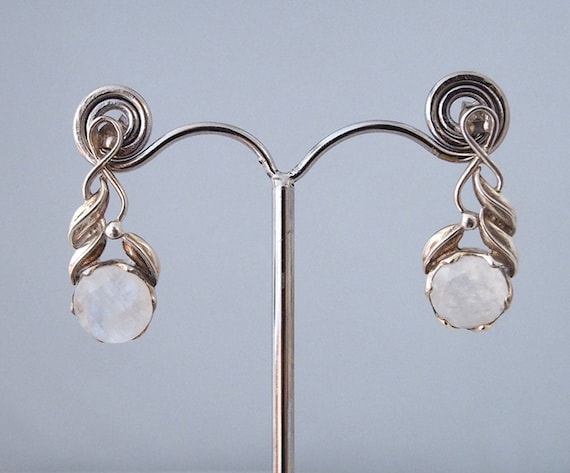 Moon stone and silver earrings - image 1