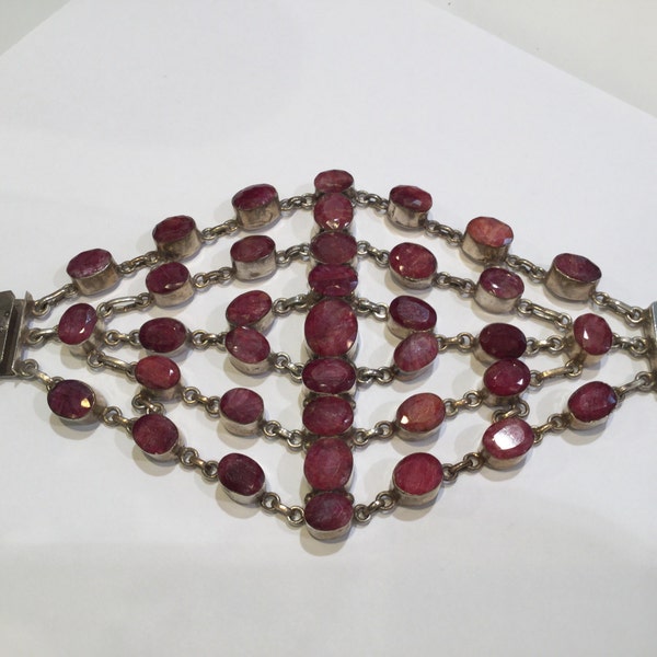 Bracelet indien en argent 925 et pierre rubellite