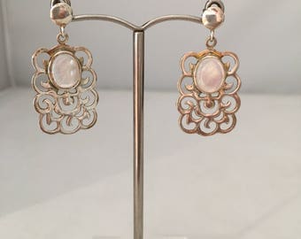 Mother-of-pearl and silver earrings