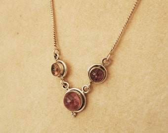 925 sterling silver necklace with purple tourmaline stones