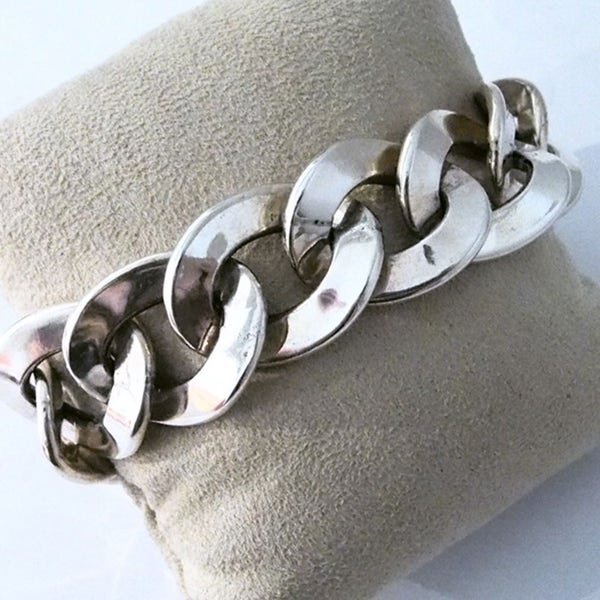 Big 925 silver sterling bracelet curb and big silver link