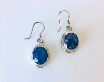 Earrings in 925 silver and blue sapphire