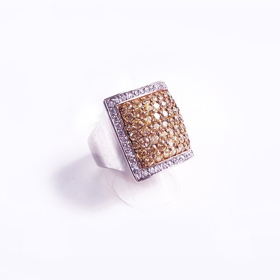 Silver citrine and crystal ring