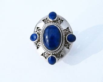 Big silver ring and Lapi Lazuli stones