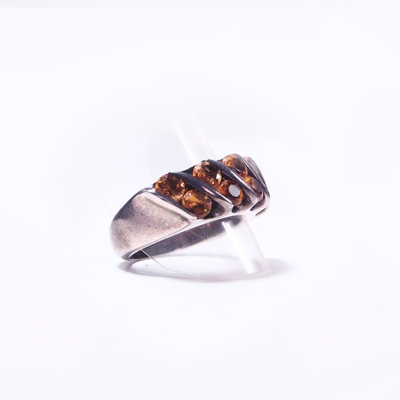 Silver and citrine ring