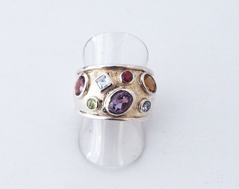 Bague en argent 925 et  Multipierres