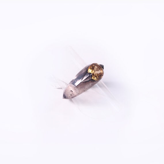 Silver and citrine ring
