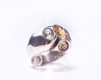 Bague argent et citrine