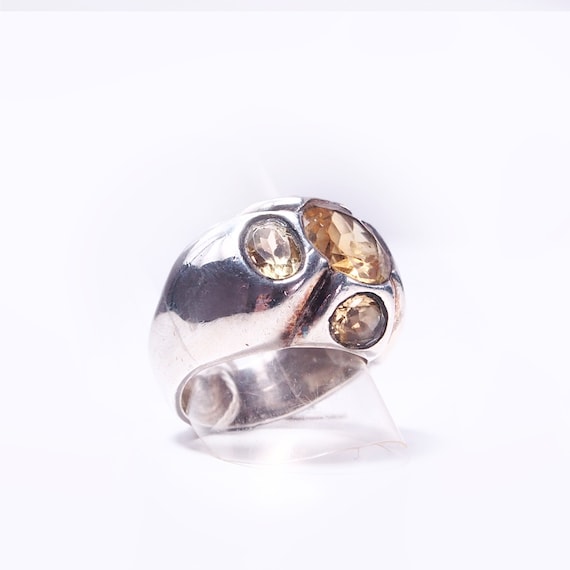 Silver and citrine ring