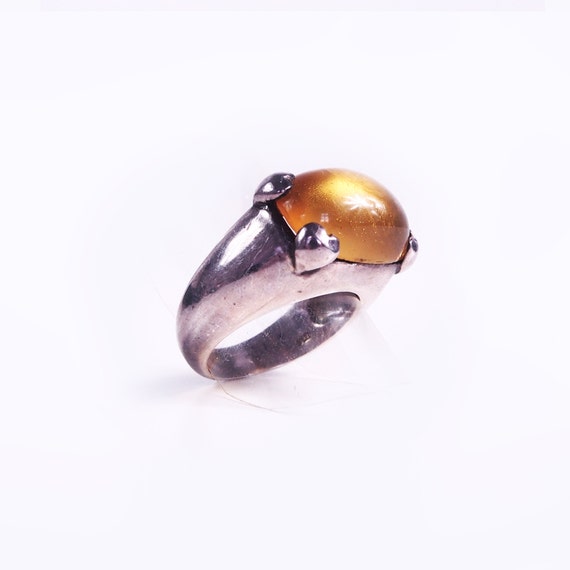 Silver and citrine ring