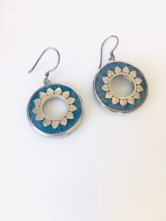 925 silver earrings and Blue Agatha earrings