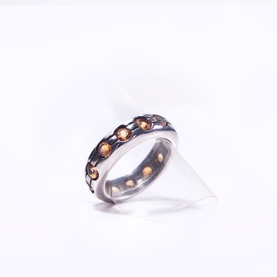 Silver and citrine ring