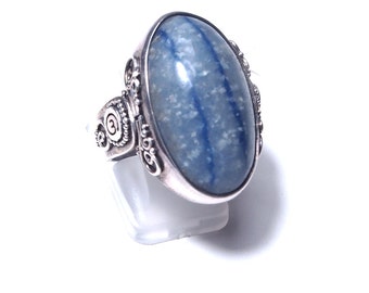 Silver ring and blue agate