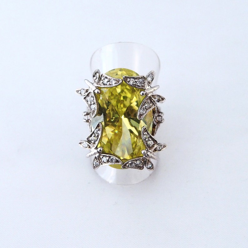 925 silver ring butterfly with cristal and peridot stone