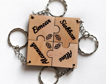 Infinity Heart Key Chain Set-Set de 4 pièces de puzzle porte-clés-Porte-clés personnalisés-Best Friend Gift-Anniversary/Valentin&#39;s Gift