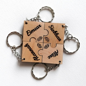 Infinity Heart Key Chain Set-Set of 4 puzzle piece keychains-Personalized Keychains-Best Friend Gift-Anniversary/Valentine&#39;s Gift