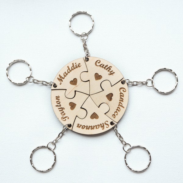 Juego de llaveros de madera personalizados con rompecabezas, regalo para el mejor amigo/a