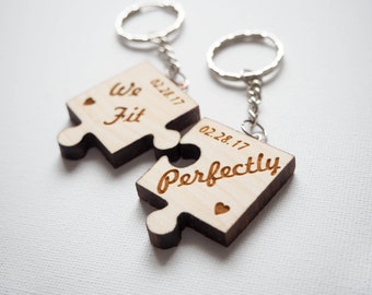 Personnalisé 2 Puzzle Piece Keychains Custom Gift Boyfriend /Girlfriend Gift Couple Gift Best Friend Gift Anniversary Gift Valentine’s Gift
