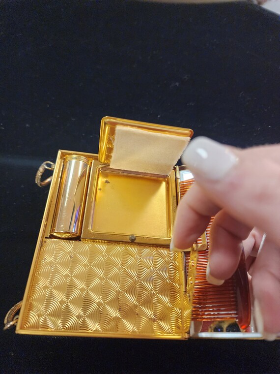 Vintage Minaudiere gold tone evening clutch. Etsy