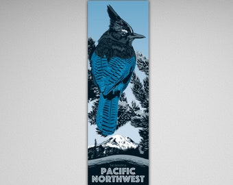 The Beautiful Pacific Northwest Steller's Jay Print - 36x11.75 inches