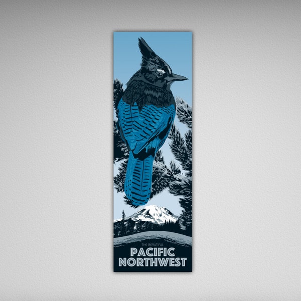 The Beautiful Pacific Northwest Steller's Jay Print - 36x11.75 inches