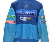 Rare Vintage Benetton Formula 1 Racing Team Mild Seven Bomber Jacket Quilted Lining United Colour of Benetton Bomber Jacket