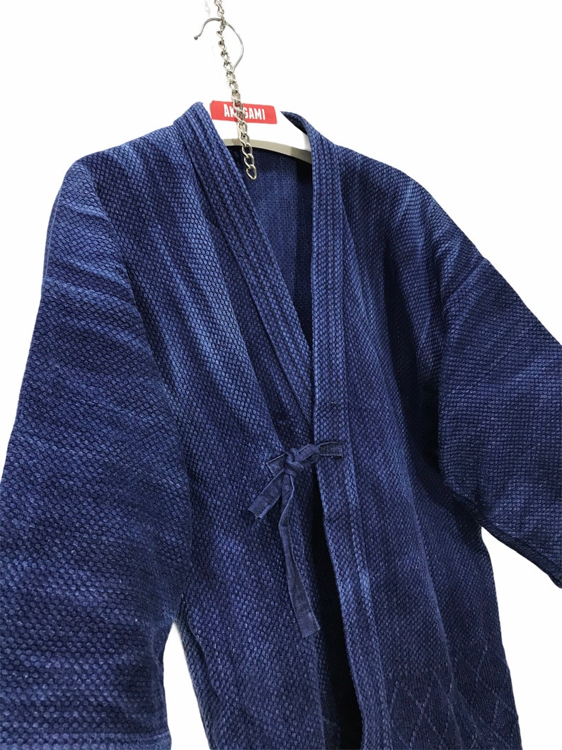Made in Japan Vintage Kendo Noragi Jacket Indigo Blue Woven Cotton Beauty Faded Japanese Boro Ninja Samurai Style Kimono Jacket image 1