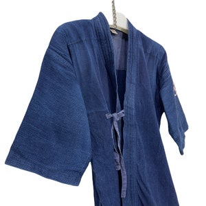 Made in Japan Vintage Kendo Thin Jacket Indigo Blue Woven Cotton Beauty Faded Japanese Boro Ninja Style Kimono Robe Light Jacket