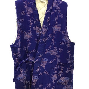 Hecho en Japón Vintage Hanten chaleco chaqueta acolchado wadded flores cordón kimono bata cálida chaqueta de invierno