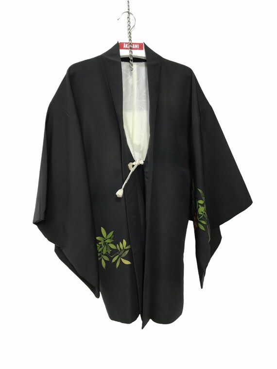 Made in Japan Vintage Haori Faded Black Silk Japa… - image 4